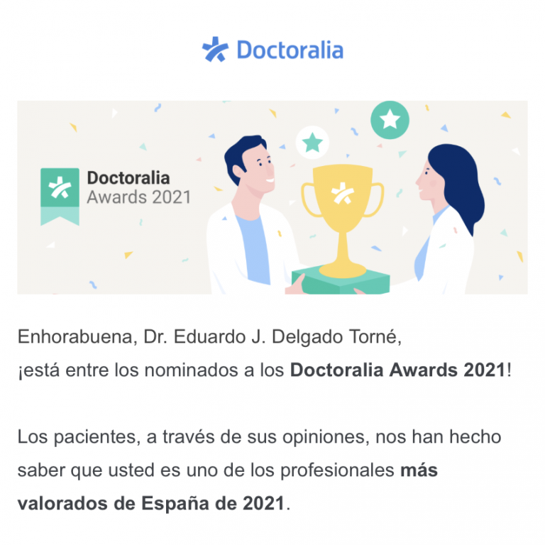 Nominado A Doctoralia Awards 2021 DELGADOTRAUMA